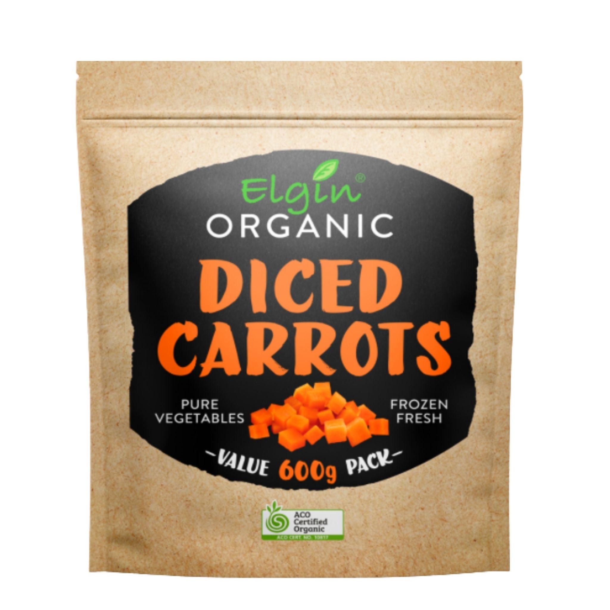 Frozen Diced Carrots- Elgin Organic. 600gr